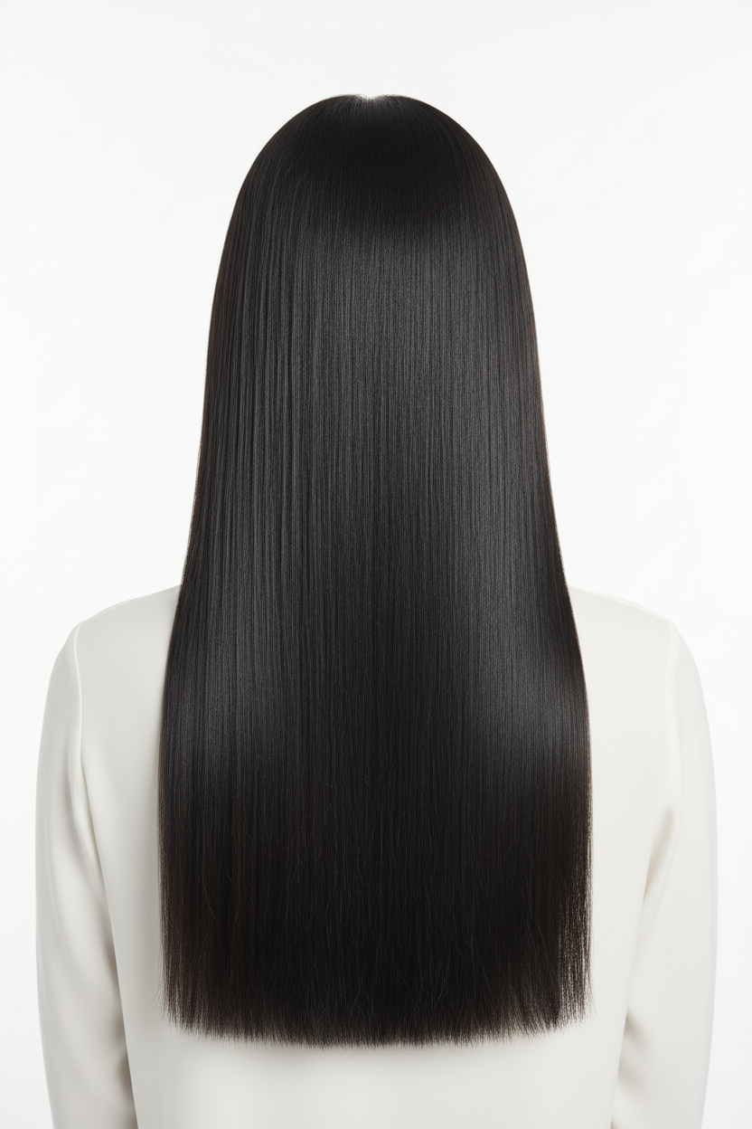 Cheveux noirs lisses