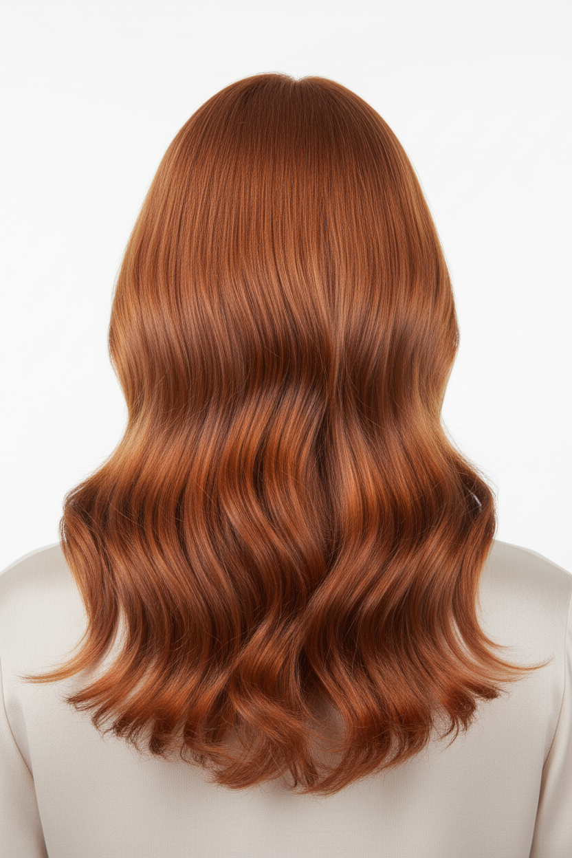 Cheveux roux ondulés